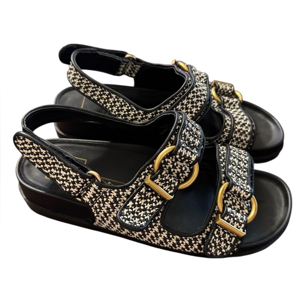 Dolce Vita Black White Shelli Wedge Sandal 8W